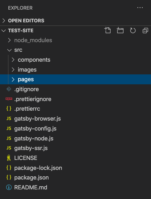 VSCode Gatsby folder