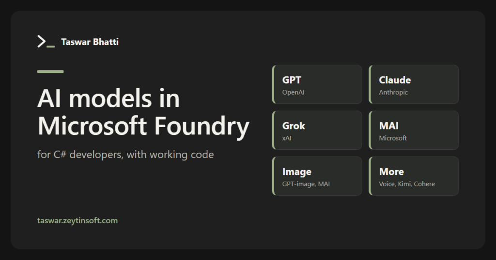 AI models in Microsoft Foundry for C# developers: GPT, Claude, Grok, MAI, image and more